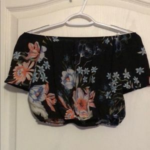 Tropical off the shoulder crop top